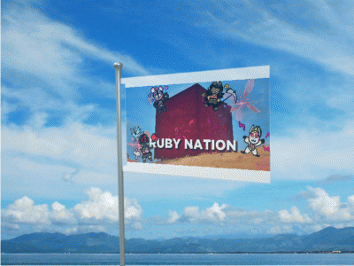 A Ruby Nation Flag Flies In The Wind GIF