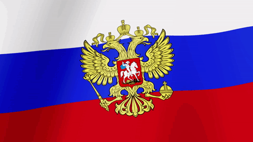 A Russian Flag With A Double Headed Eagle And A Coat Of Arms GIF