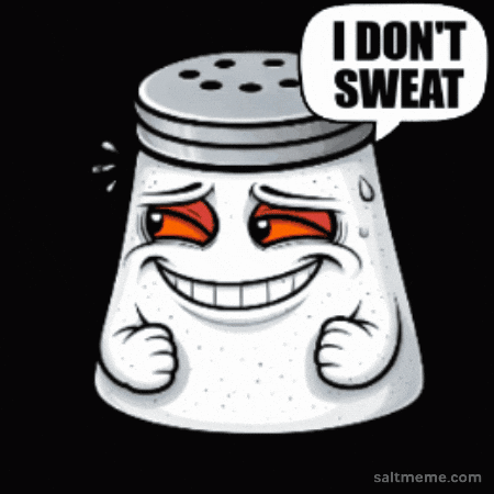 A Salt Shaker Has A Speech Bubble That Says I Don 'T Sweat GIF