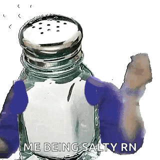 A Salt Shaker With A Person 'S Arm Coming Out Of It . GIF