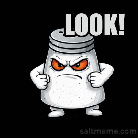 A Salt Shaker With An Angry Face Pointing At Someone And The Words Look An Idiot GIF