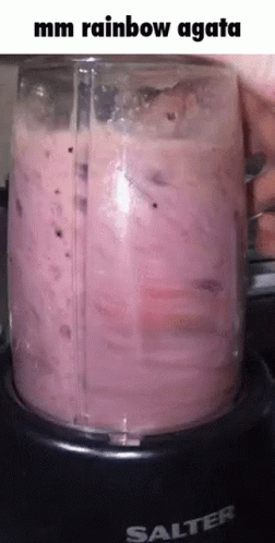 A Salter Blender Is Filled With A Pink Smoothie GIF