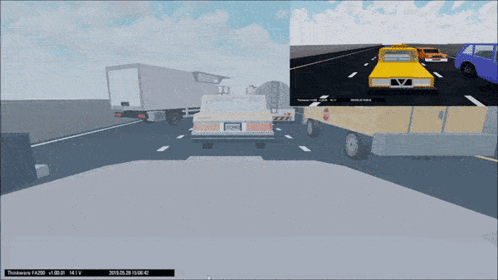 A Samsung Truck Is Driving Down The Highway GIF