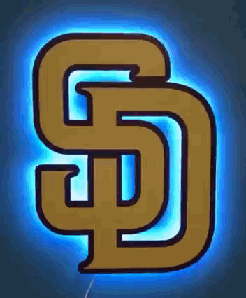 A San Diego Padres Logo Is Lit Up In Blue Light . GIF
