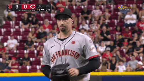 A San Francisco Baseball Player Stands On The Mound During A Game GIF