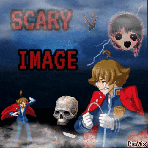 A Scary Image With A Skull And A Bat GIF