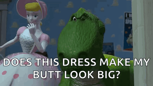 A Scene From Toy Story With Rex And Bo Peep Talking To Each Other GIF