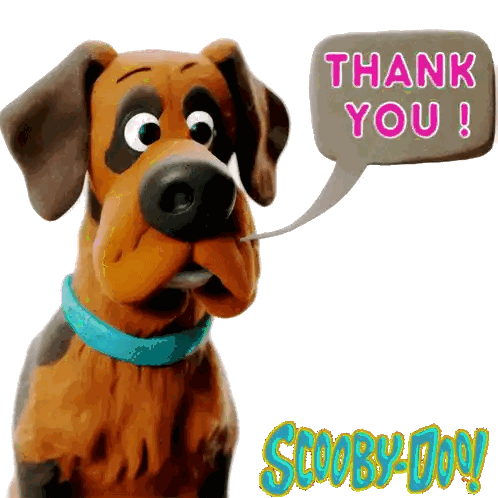 a scooby doo cartoon character says thank you