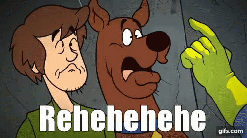 A Scooby Doo Cartoon With The Words Rehehehe On The Bottom Right GIF