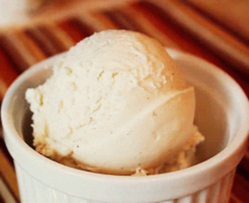 A Scoop Of Vanilla Ice Cream In A Bowl GIF