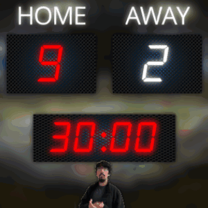 A Scoreboard Shows That The Home Team Is Currently Leading The Away Team GIF