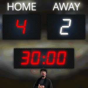 A Scoreboard Shows That The Home Team Is Leading The Away Team GIF