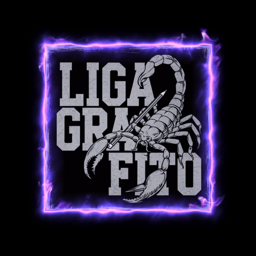 A Scorpion With A Pencil In Its Mouth Is Surrounded By The Words Liga Grafico GIF