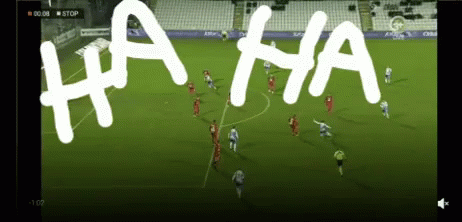 a screen shot of a soccer game with the words " ha ha " written on it