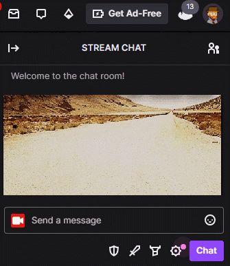 A Screen Shot Of A Stream Chat Room With A Message Being Sent GIF
