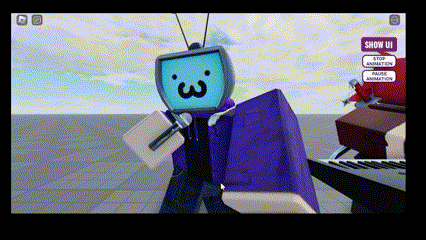 A Screen Shot Of A Video Game With A Character With A Tv Head With A Face On It GIF