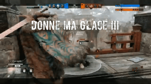A Screen Shot Of A Video Game With The Words Donne Ma Glace Iii On It GIF