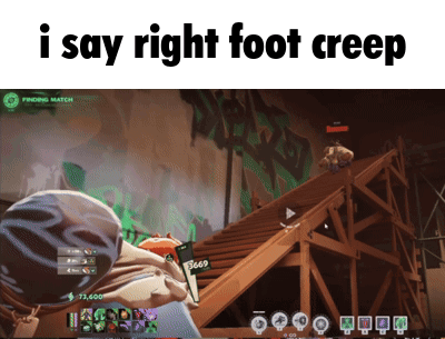 A Screen Shot Of A Video Game With The Words I Say Right Foot Creep GIF