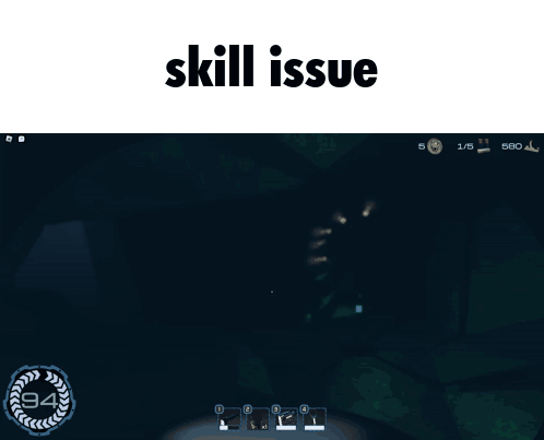A Screen Shot Of A Video Game With The Words Skill Issue Written Above It GIF