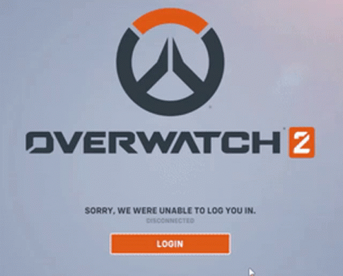 A Screen Shot Of Overwatch 2 That Says Sorry We Were Unable To Log You In Disconnected Login GIF