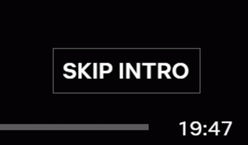 A Screen Shows A Hand Pointing To The Word Skip Intro GIF