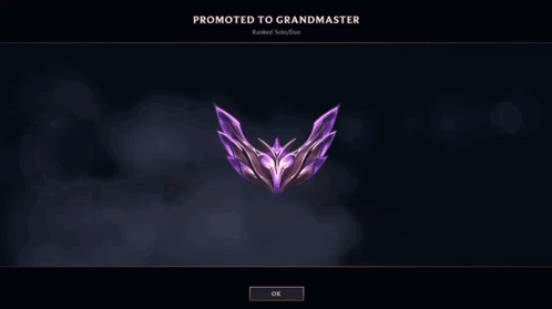 A Screen That Says Promoted To Grandmaster And A Button That Says Ok GIF