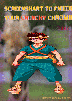 A Screenshot Of A Cartoon Character With The Words " Screensmart To Fried Your Crunchy Chrome " GIF