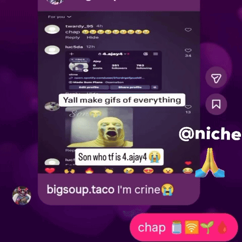 A Screenshot Of A Chat With A Person Named Bigsoup Taco GIF