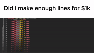 A Screenshot Of A Computer Screen That Says Did I Make Enough Lines For $1K GIF