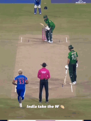 A Screenshot Of A Cricket Match With The Words India Take The W At The Bottom GIF
