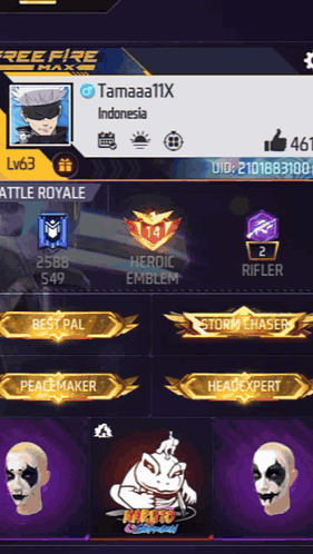 A Screenshot Of A Free Fire Game With Tamaa11x 'S Profile GIF