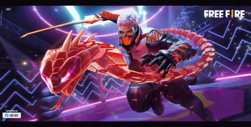 A Screenshot Of A Game Called Free Fire With A Snake And A Man With A Sword GIF