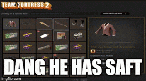A Screenshot Of A Game Called Teak Fortress 2 With Dang He Has Saft Written On It GIF