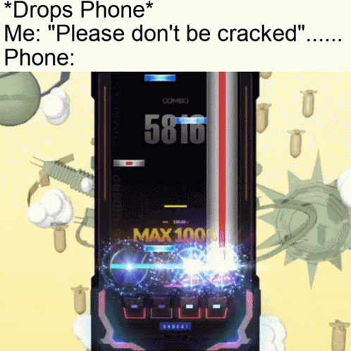 A Screenshot Of A Game That Says ' Drops Phone Me Please Don 'T Be Cracked ' On It GIF