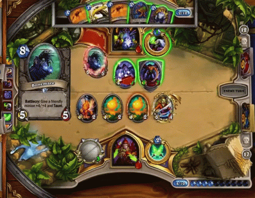 A Screenshot Of A Game With A Bonemare Card In The Middle GIF