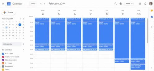 A Screenshot Of A Google Calendar Showing A Schedule For February GIF