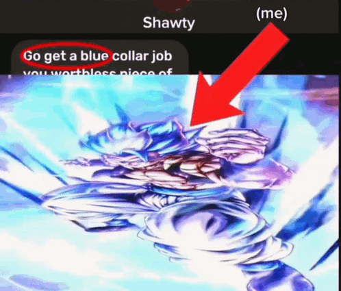A Screenshot Of A Message From Shawty That Says Go Get A Blue Collar Job On It GIF