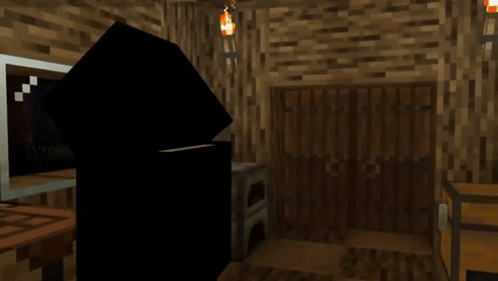 A Screenshot Of A Minecraft Game With A Smiley Face In The Doorway GIF