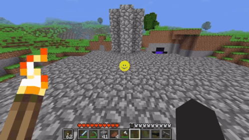 A Screenshot Of A Minecraft Game With A Yellow Smiley Face GIF