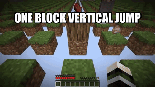 A Screenshot Of A Minecraft Game With The Words One Block Vertical Jump GIF