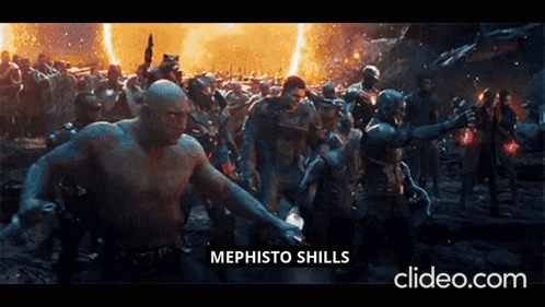 A Screenshot Of A Movie Scene With The Words Mephisto Shills At The Bottom GIF