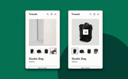 A Screenshot Of A Nomad 'S Website Shows A Studio Bag For $ 499.00 GIF