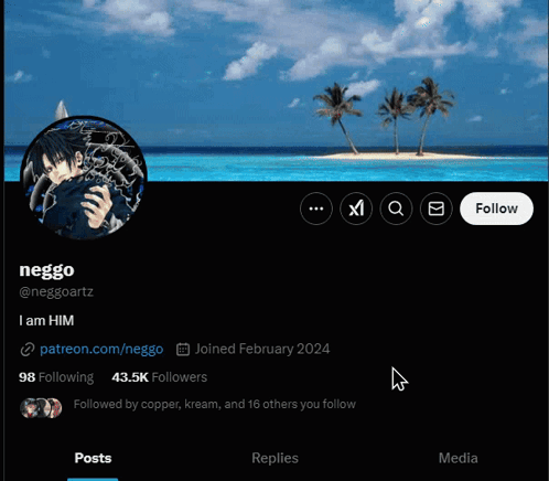 A Screenshot Of A Person 'S Twitter Page With A Picture Of A Beach And Palm Trees GIF