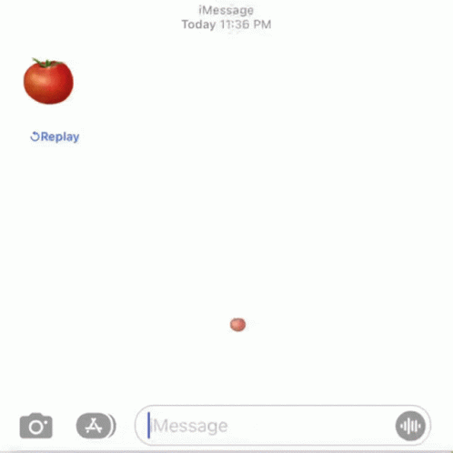 A Screenshot Of A Text Message With Tomatoes Floating In The Air GIF