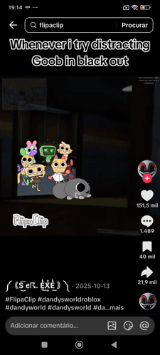 A Screenshot Of A Tiktok Video That Says ' Whenever I Try Distracting Goob In Black Out ' At The Top GIF