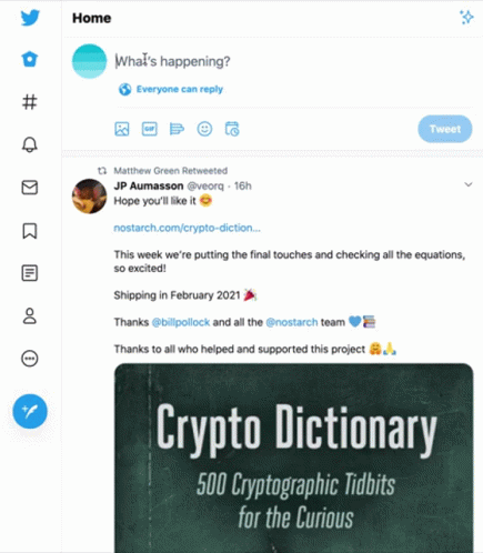 A Screenshot Of A Twitter Page With A Picture Of A Book Titled Crypto Dictionary 500 Cryptographic Tidbits For The Curio GIF