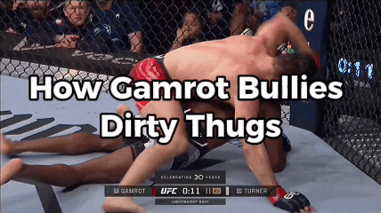 A Screenshot Of A Ufc Fight With The Words How Gamrot Bullies Dirty Thugs On The Bottom GIF