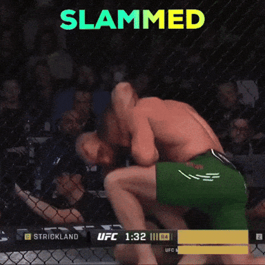 A Screenshot Of A Ufc Fight With The Words Slammed On The Top GIF