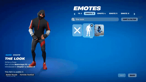 A Screenshot Of A Video Game Called Emotes With A Character Named The Look GIF
