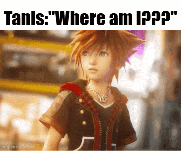 a screenshot of a video game character with the caption " tanis where am i ?? "